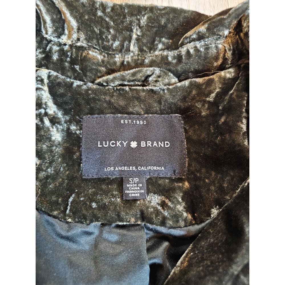 Lucky Brand Green Crushed Velvet Cinch Waist Button Jacket Women's S Military - Picture 4 of 9